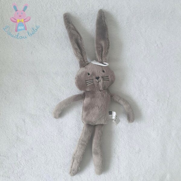 Doudou Lapin gris taupe noir nez cœur HEMA