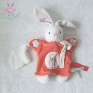 Doudou Lapin marionnette luminescent Imagine orange blanc KALOO