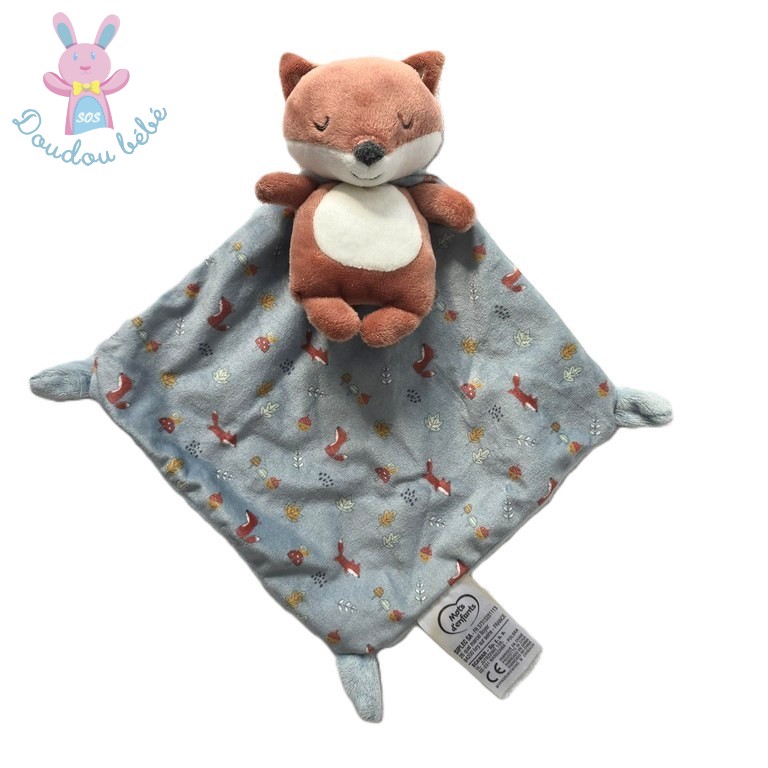 Doudou Renard marron cape vert glands champignons MOTS D'ENFANTS