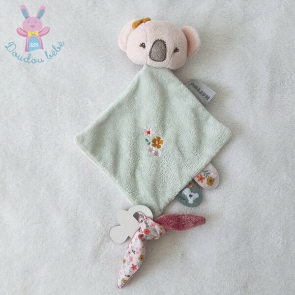 Mini doudou plat Koala Iris & Lali bleu rose fleurs NATTOU