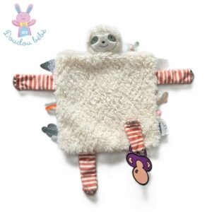 Doudou plat Paresseux Moris beige rayé orange NOUKIE’S