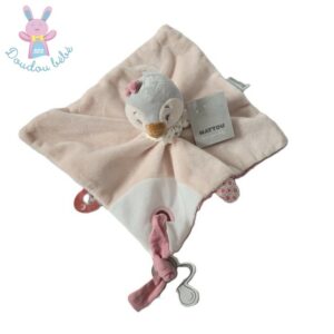 Doudou plat Pingouin Pauline & Sacha rose blanc NATTOU