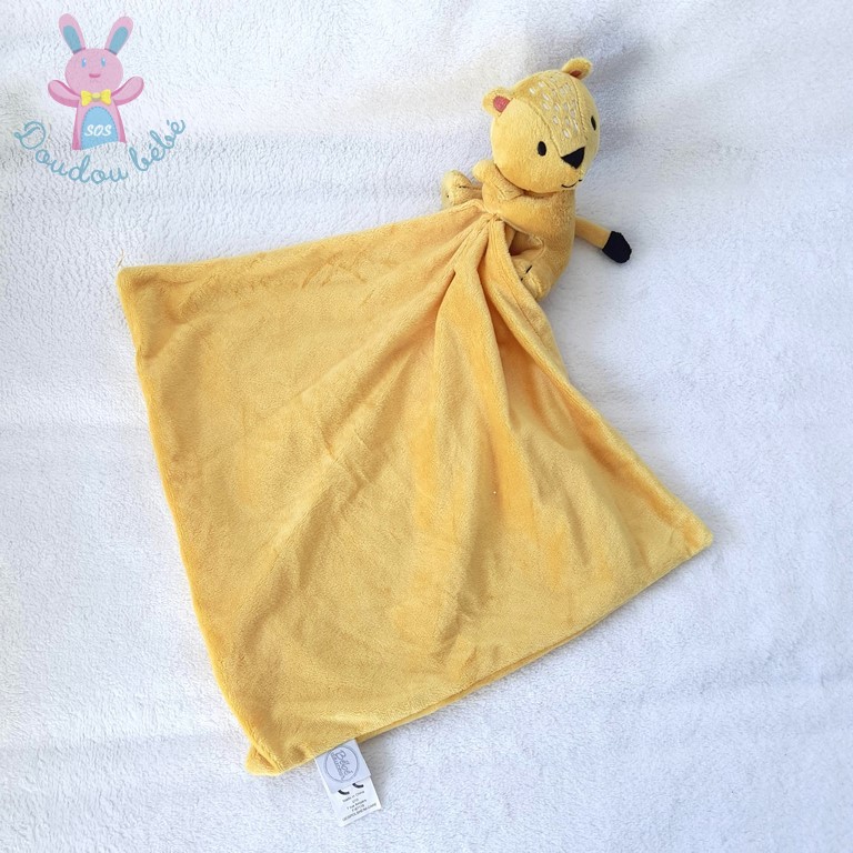 Doudou Tigre Lion mouchoir jaune noir Bébé Douceur