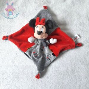 Doudou plat Souris Minnie gris rouge rayé « Hello star » DISNEY