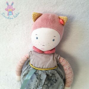 Doudou Poupée chiffon gris rose Mademoiselle et Ribambelle MOULIN ROTY