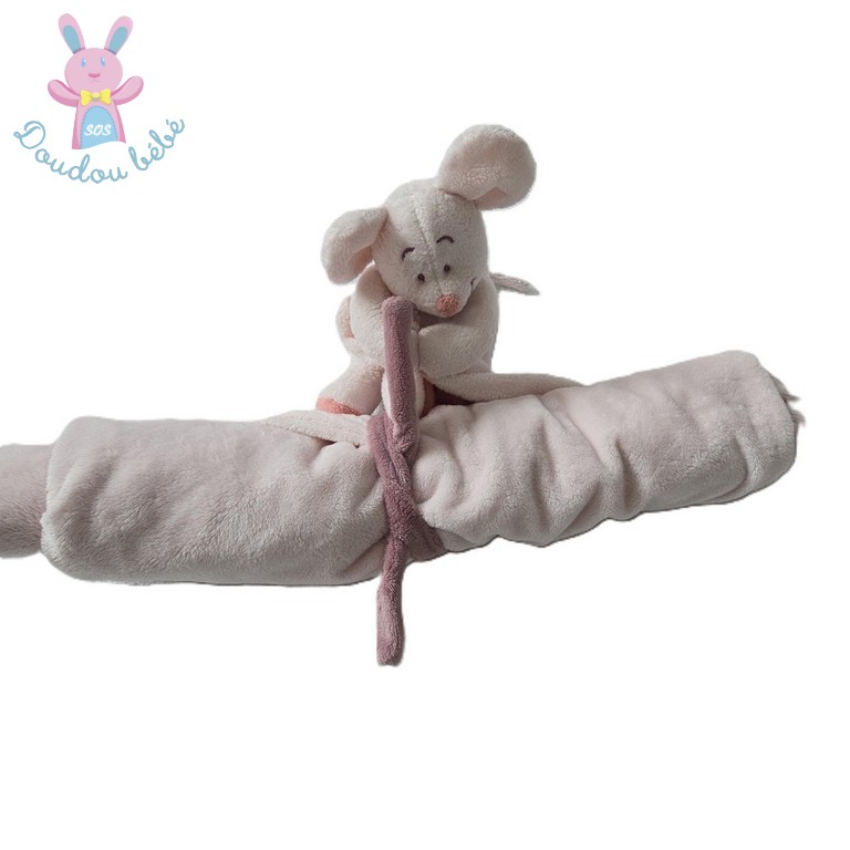 Doudou Souris Mia & Victoria couverture rose NOUKIE'S