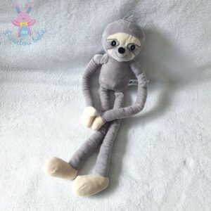 Doudou Paresseux gris beige mains scratch 48 cm TEX BABY