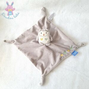 Doudou plat Ollie la Chouette Hibou gris cœurs THE GRO COMPANY