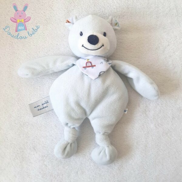 Doudou Ours bleu pâle "Mon petit doudou" BOUT'CHOU MONOPRIX