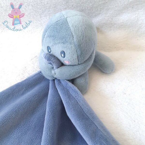 Doudou Pieuvre Poulpe bleu mouchoir BEBE DOUCEUR