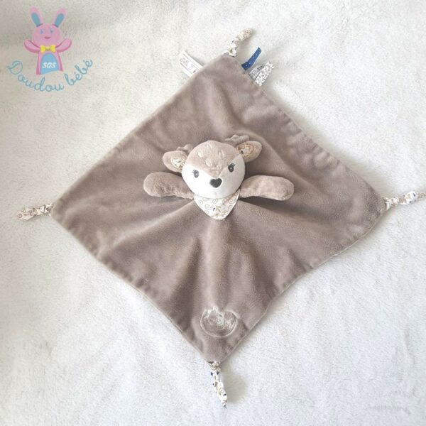 Doudou plat Renne Biche beige gris blanc DODO D'AMOUR