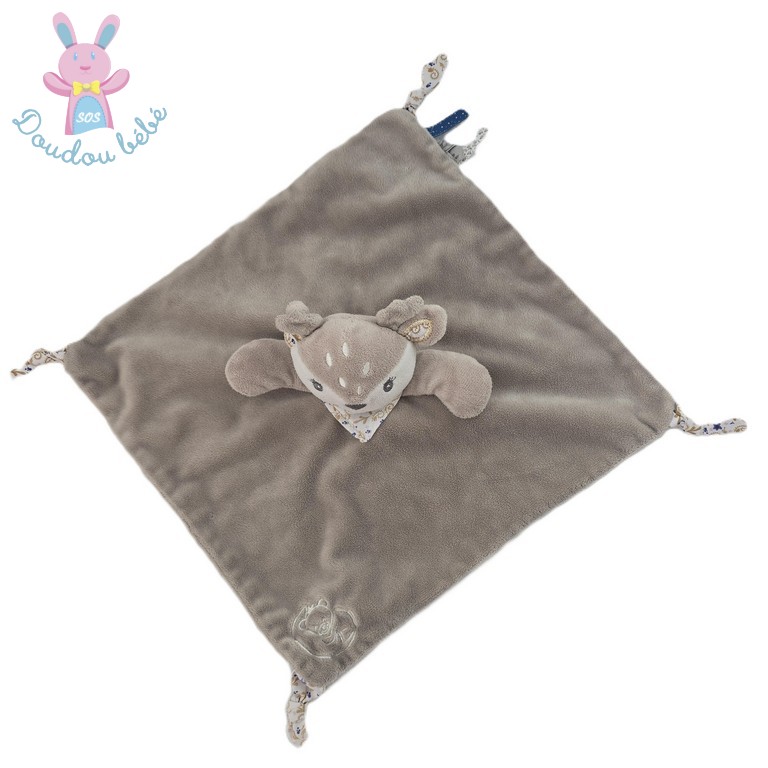 Doudou plat Renne Biche beige gris blanc DODO D'AMOUR