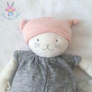 Doudou Poupée Chat Moon gris rose blanc Les petits dodos MOULIN ROTY