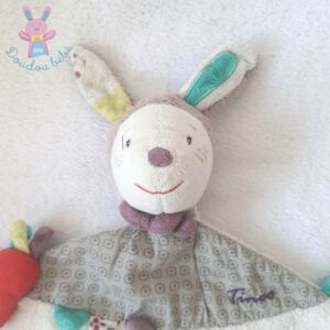 Doudou plat Lapin Tinoo blanc coloré carotte SAUTHON