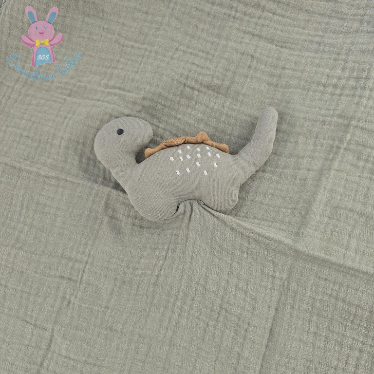 Doudou plat Dinosaure lange vert kaki MAISONS DU MONDE