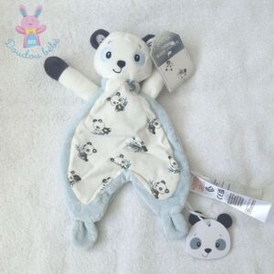 Doudou Panda semi-plat blanc bleu noir SERGENT MAJOR