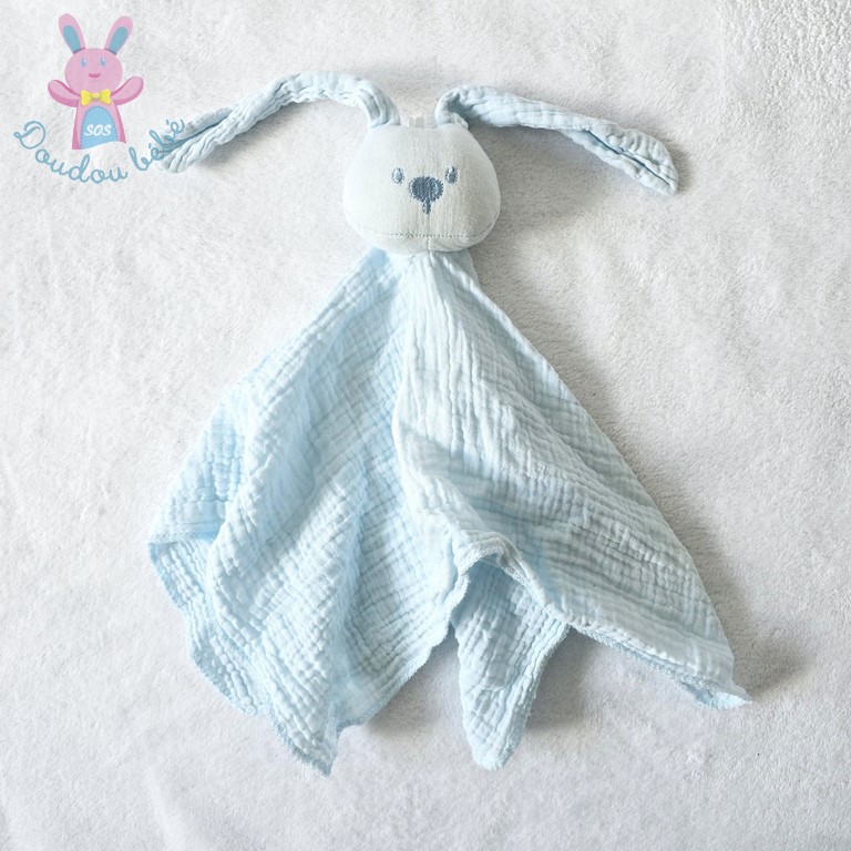 Doudou plat Lapin lange bleu pâle NATTOU