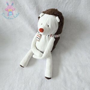 Doudou Hérisson marron blanc écharpe rayée OBAIBI OKAIDI