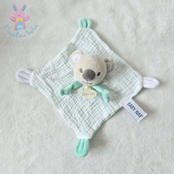 Doudou plat Koala lange blanc vert BABY NAT