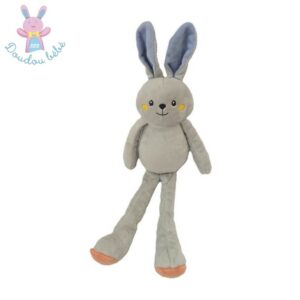 Doudou Lapin grelot gris bleu orange IN EXTENSO AUCHAN