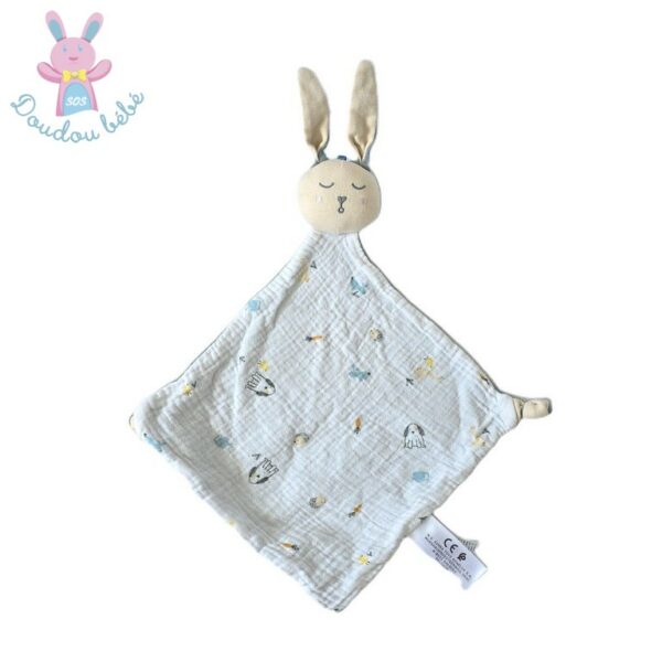 Doudou plat Lapin lange blanc gris hérisson carotte chien SIMBA