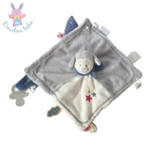 Doudou plat Mouton Guss & Victor bleu blanc NOUKIE’S