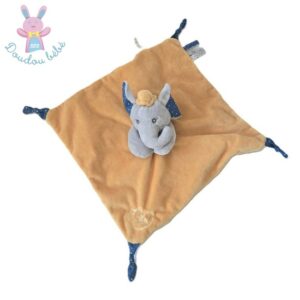 Doudou plat éléphant orange gris bleu pois DODO D’AMOUR