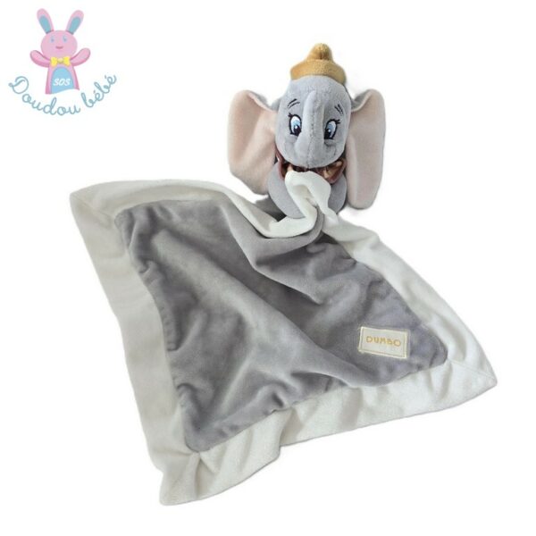 Doudou éléphant Dumbo mouchoir gris blanc DISNEY