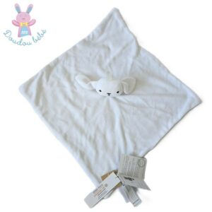 Doudou plat Lapin velours tout doux blanc BOUT’CHOU MONOPRIX