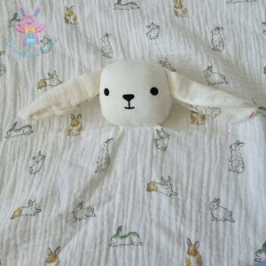 Doudou plat Lapin Mouton lange blanc motifs BOUT’CHOU MONOPRIX
