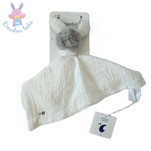 Doudou plat Lapin gris blanc lange blanc ABSORBA