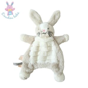 Doudou plat Lapin beige blanc Tout doux Love TAPE A L’OEIL TAO
