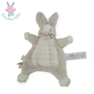 Doudou plat Lapin gris blanc Tout doux Love TAPE A L’OEIL TAO