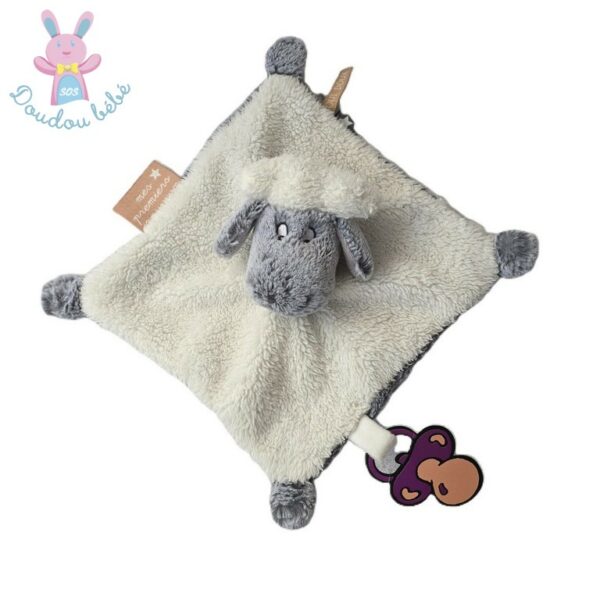 Doudou plat Mouton gris blanc "Mes premiers animaux" TAO TAPE A L'OEIL