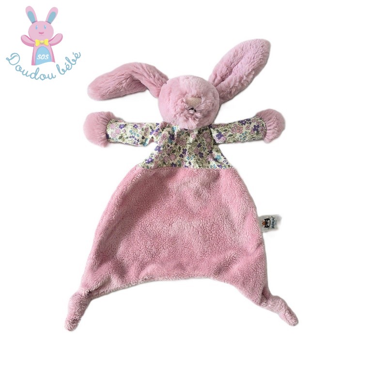 Doudou plat Lapin rose fleurs liberty blossom Tulip JELLYCAT