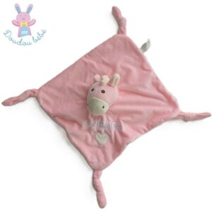 Doudou plat Ane rose blanc Corsica cœur ENTRE CIEL ET MER