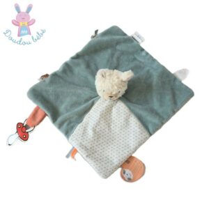 Doudou plat Lama Moris & Sacha vert blanc NOUKIE’S