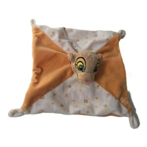 Doudou plat Nala Roi Lion orange blanc fleurs DISNEY SIMBA