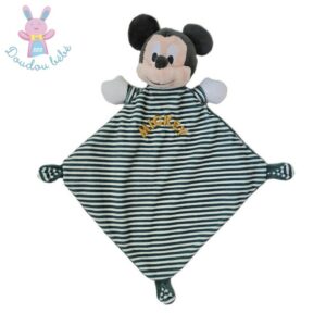 Doudou plat Souris Mickey rayé vert et blanc DISNEY