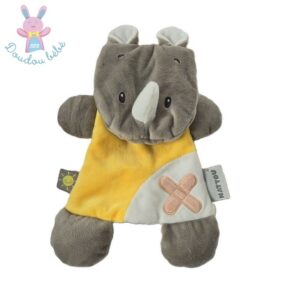 Doudou plat Rhinocéros Budiezzz jaune gris (sans bouillote) NATTOU