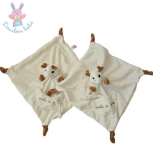 Lot 2 Doudous plat Sophie la Girafe écru marron attache tétine VULLI