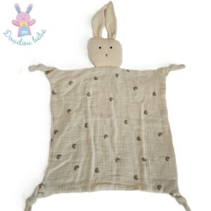 Doudou plat Lapin lange beige écru arc marron CHINA
