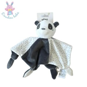Doudou plat Panda gris blanc pois GEMO