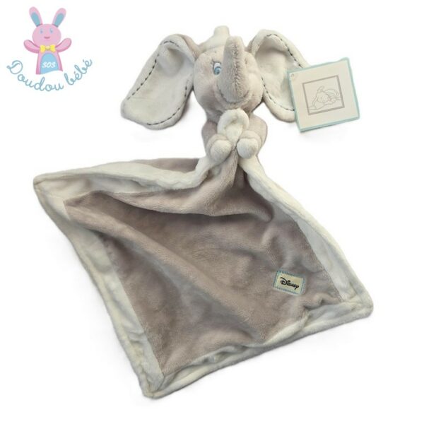 Doudou éléphant Dumbo mouchoir gris blanc Disney