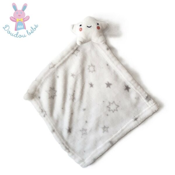 Doudou plat étoile polaire blanc gris joues rose PRIMARK