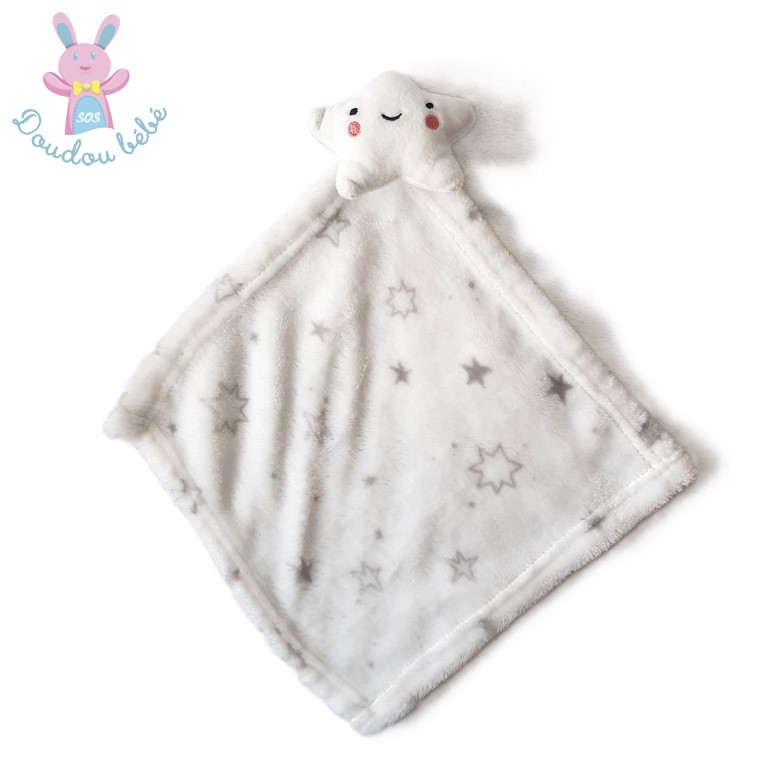 Doudou plat étoile polaire blanc gris joues rose PRIMARK