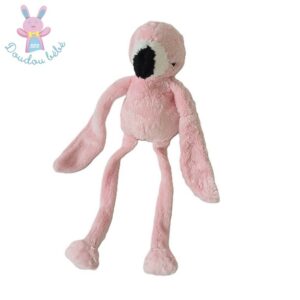 Doudou Flamant Rose rose blanc et noir NATURE PLANET