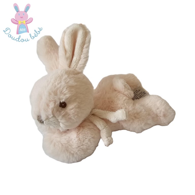 Doudou LAPIN fourrure rose pâle BUKOWSKI