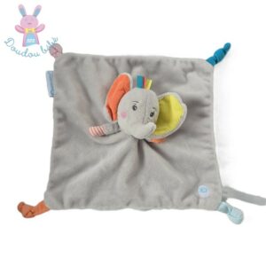 Doudou plat éléphant gris orange jaune bleu Bébé Confort