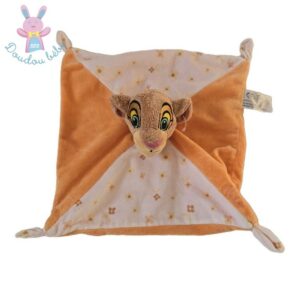 Doudou plat Nala Roi Lion orange blanc fleurs DISNEY SIMBA